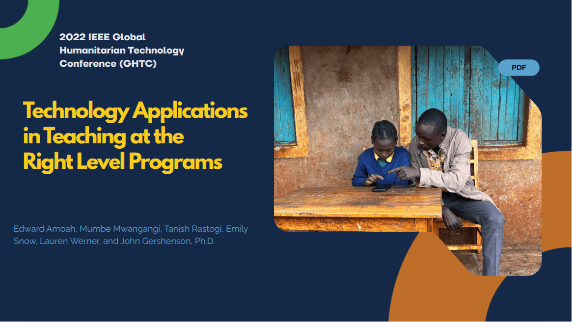 Technology Applications in Teaching at the Right Level Programs