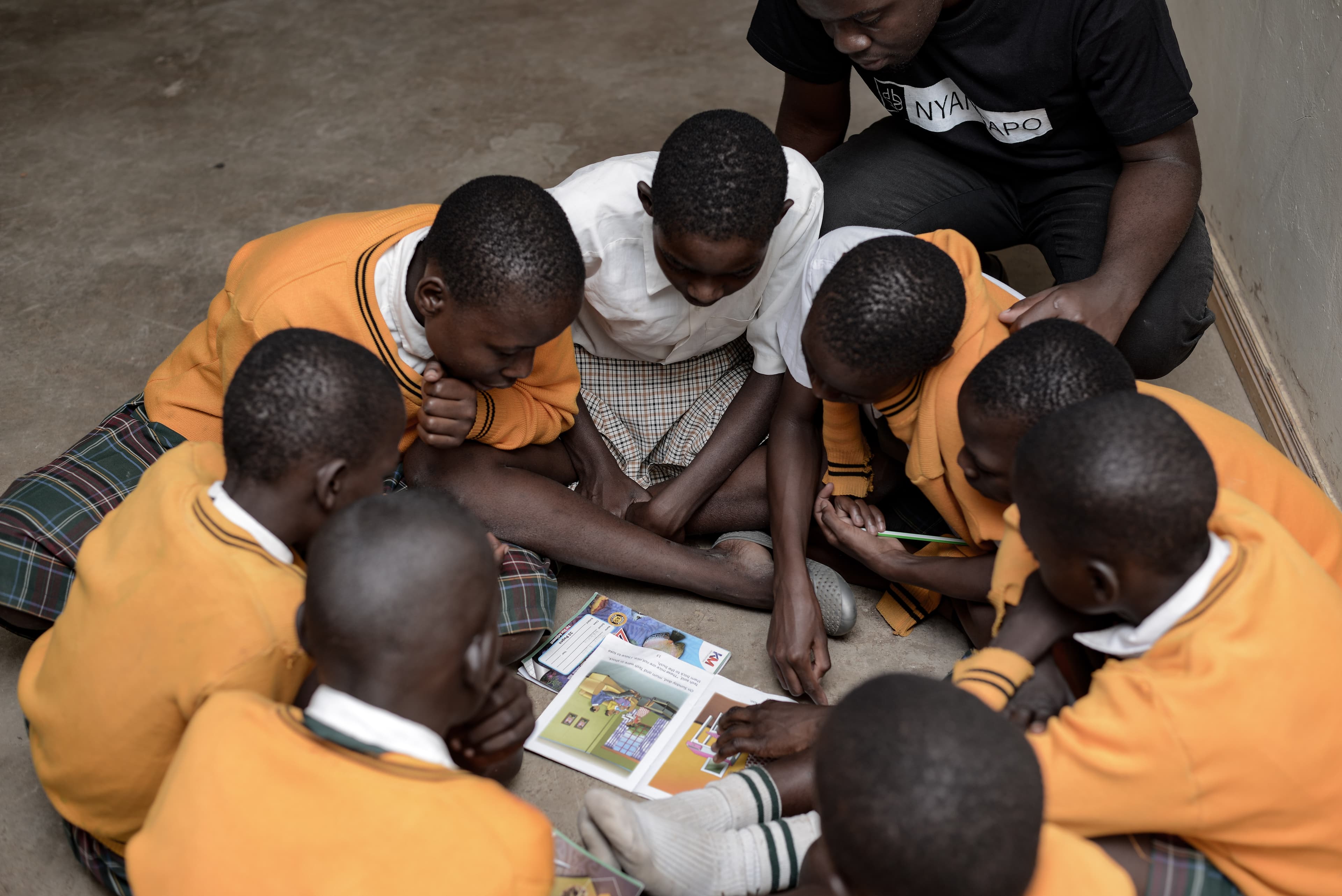 Learners using tablets
